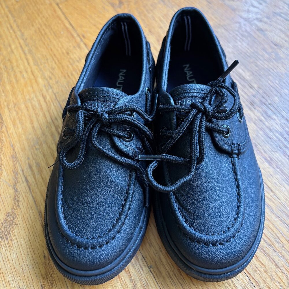 Nautica Kid's Spinnaker Youth Boat Black Shoe - EUC Size 13 kids